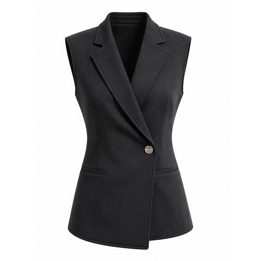 Spanx Womens Black Sleeveless Blazer Vest, Size Medium NWT