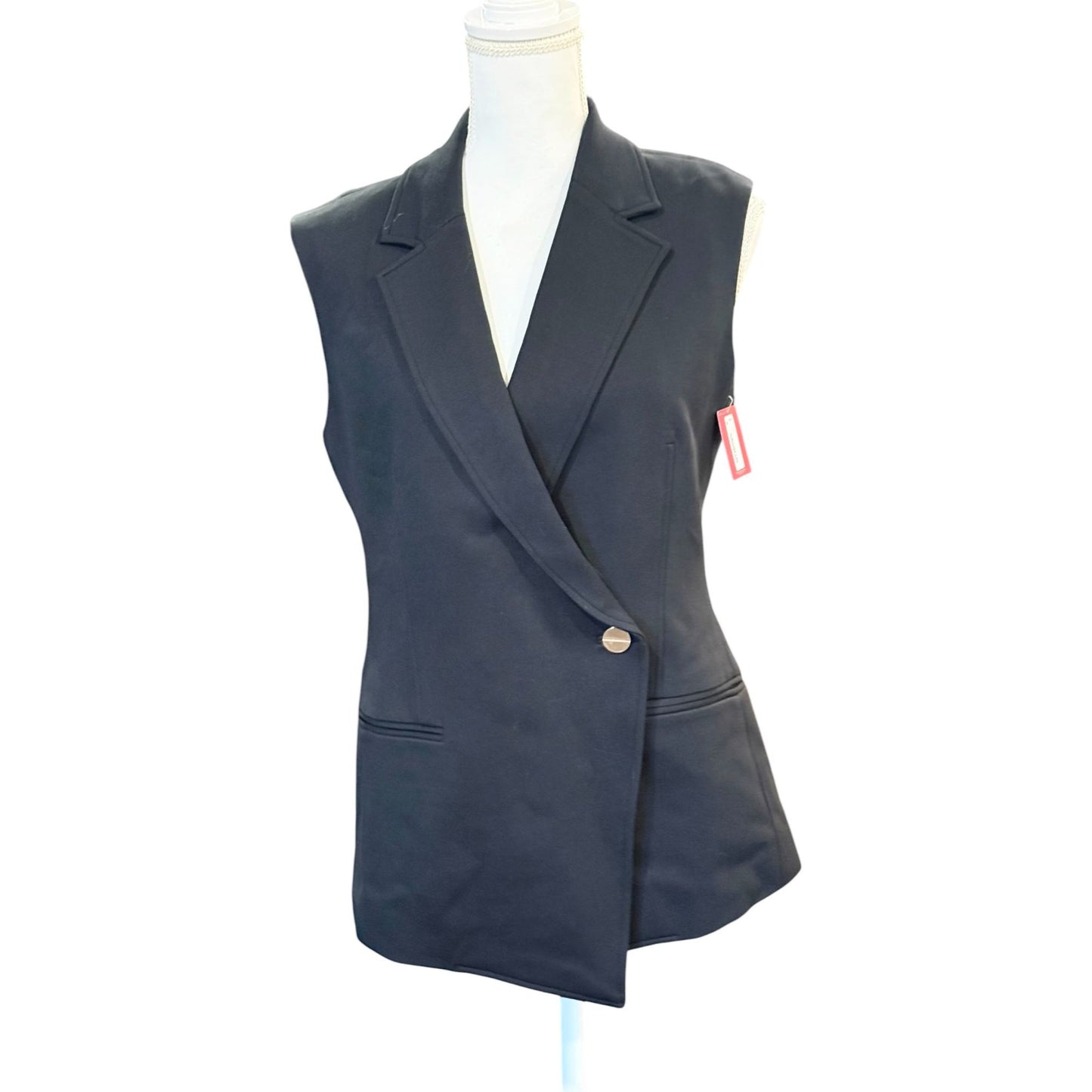 Spanx Womens Black Sleeveless Blazer Vest, Size Medium NWT