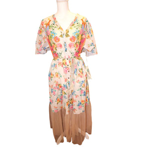 Aratta Earth Angels Maxi Dress With Sheer Hem, Medium NWT