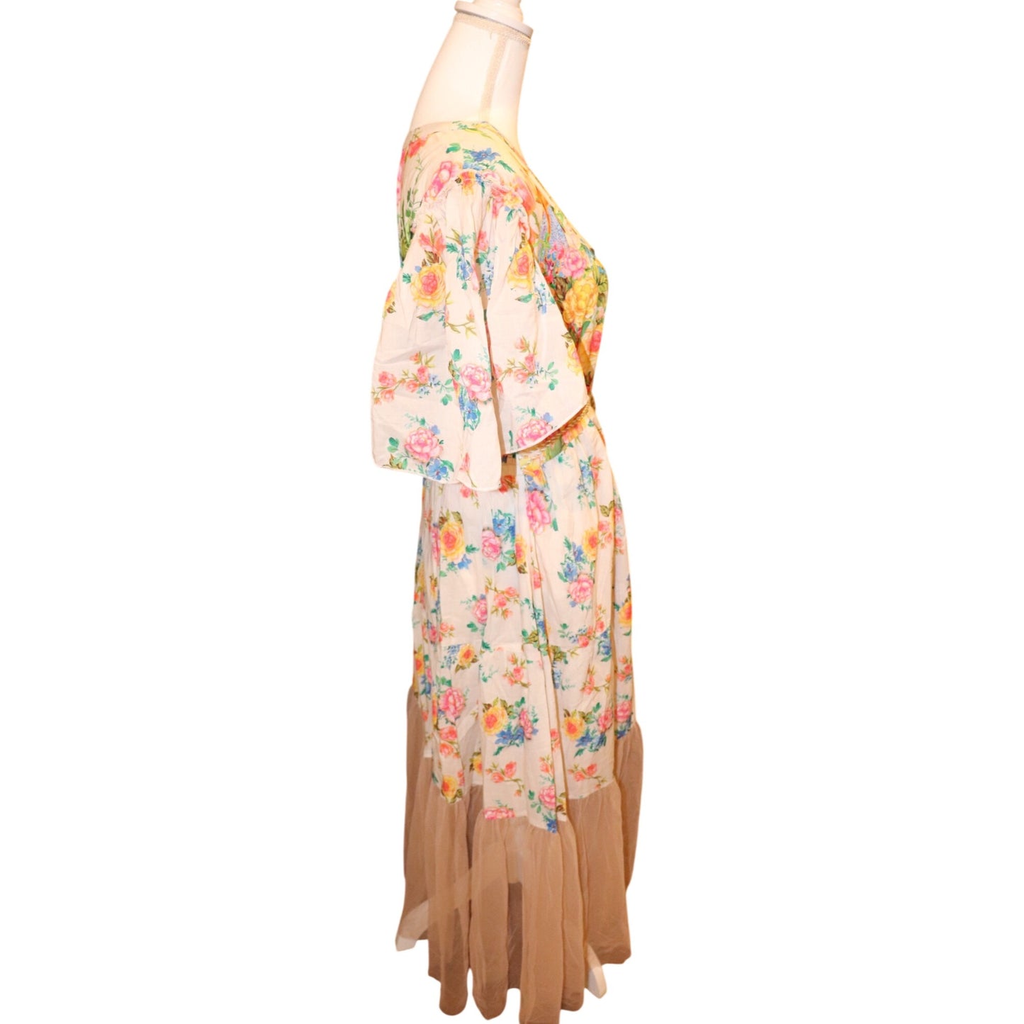 Aratta Earth Angels Maxi Dress With Sheer Hem, Medium NWT