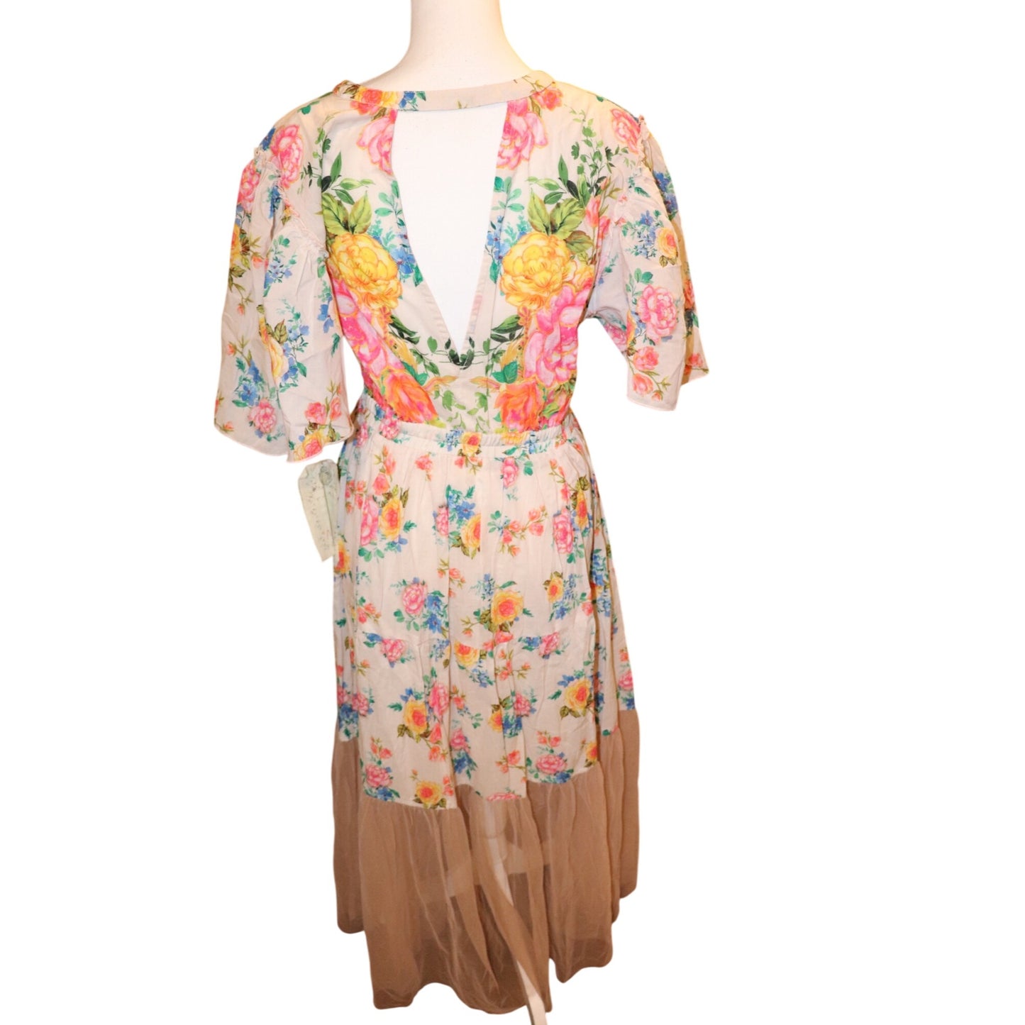 Aratta Earth Angels Maxi Dress With Sheer Hem, Medium NWT