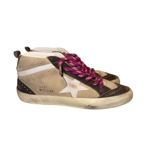 Golden Goose Mid Star Classic Sneakers Brown/Beige/White Size 37/US 7