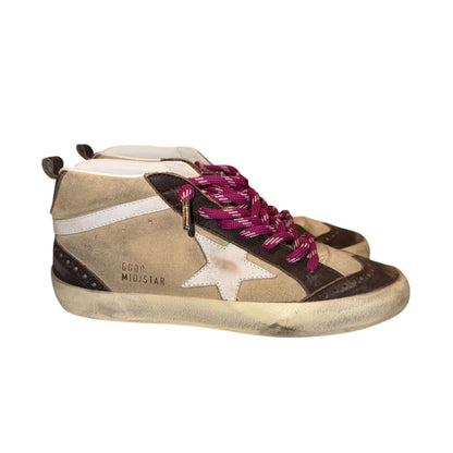 Golden Goose Mid Star Classic Sneakers Brown/Beige/White Size 37/US 7