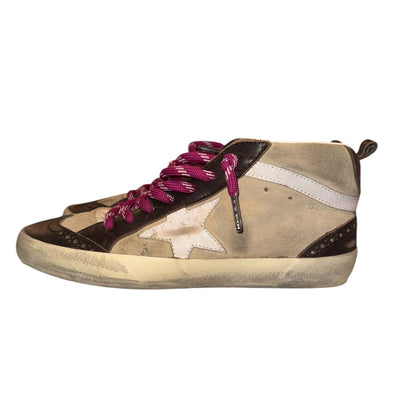 Golden Goose Mid Star Classic Sneakers Brown/Beige/White Size 37/US 7