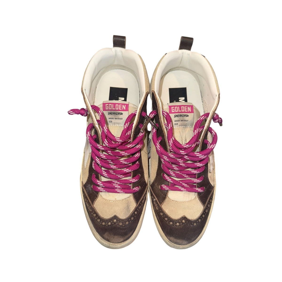 Golden Goose Mid Star Classic Sneakers Brown/Beige/White Size 37/US 7