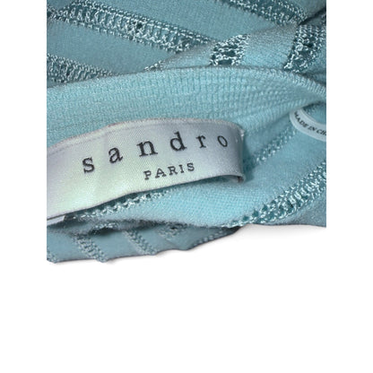 Sandro Striped Lightweight Knit Sweater In Sky Blue Long Sleeve Pullover Womens Size M