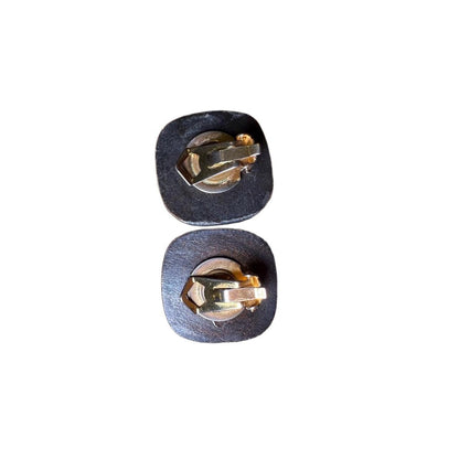 Chanel Clip On Earrings Gold Dark Vintage Sculpted Face Design Classic Chic