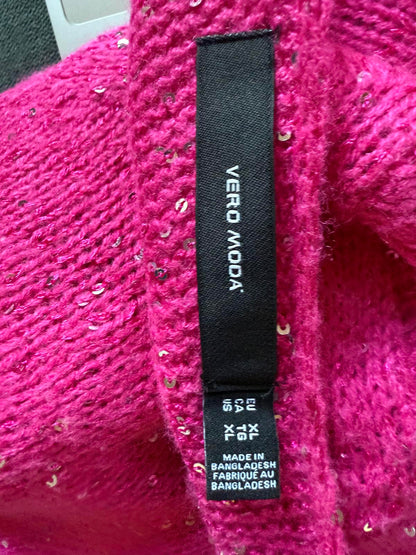 New Vero Moda Hot Pink Sequin Knit Dress/Top, size XL