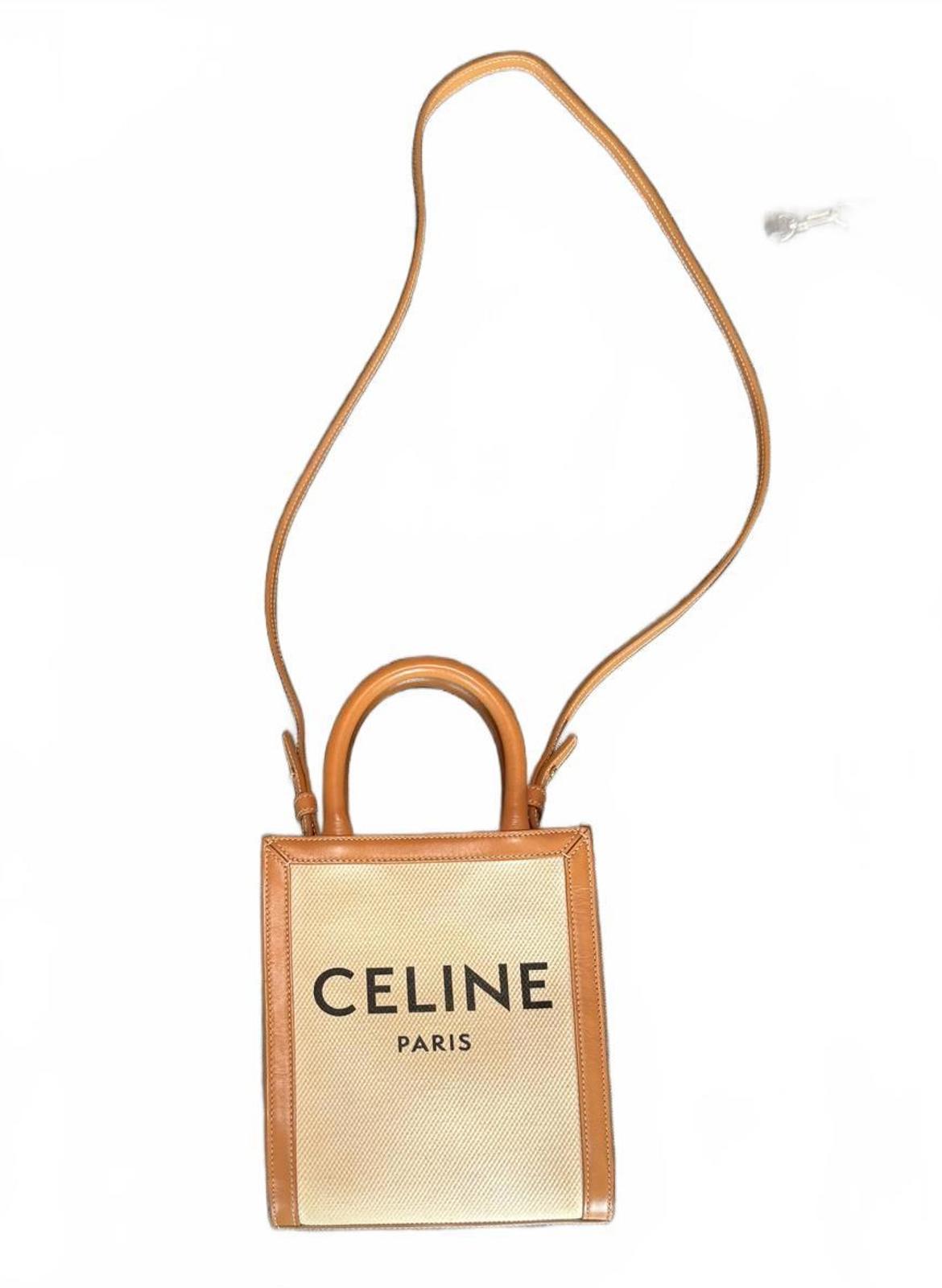 Celine Mini Cabas Canvas and Leather Crossbody and Handbag (0743)