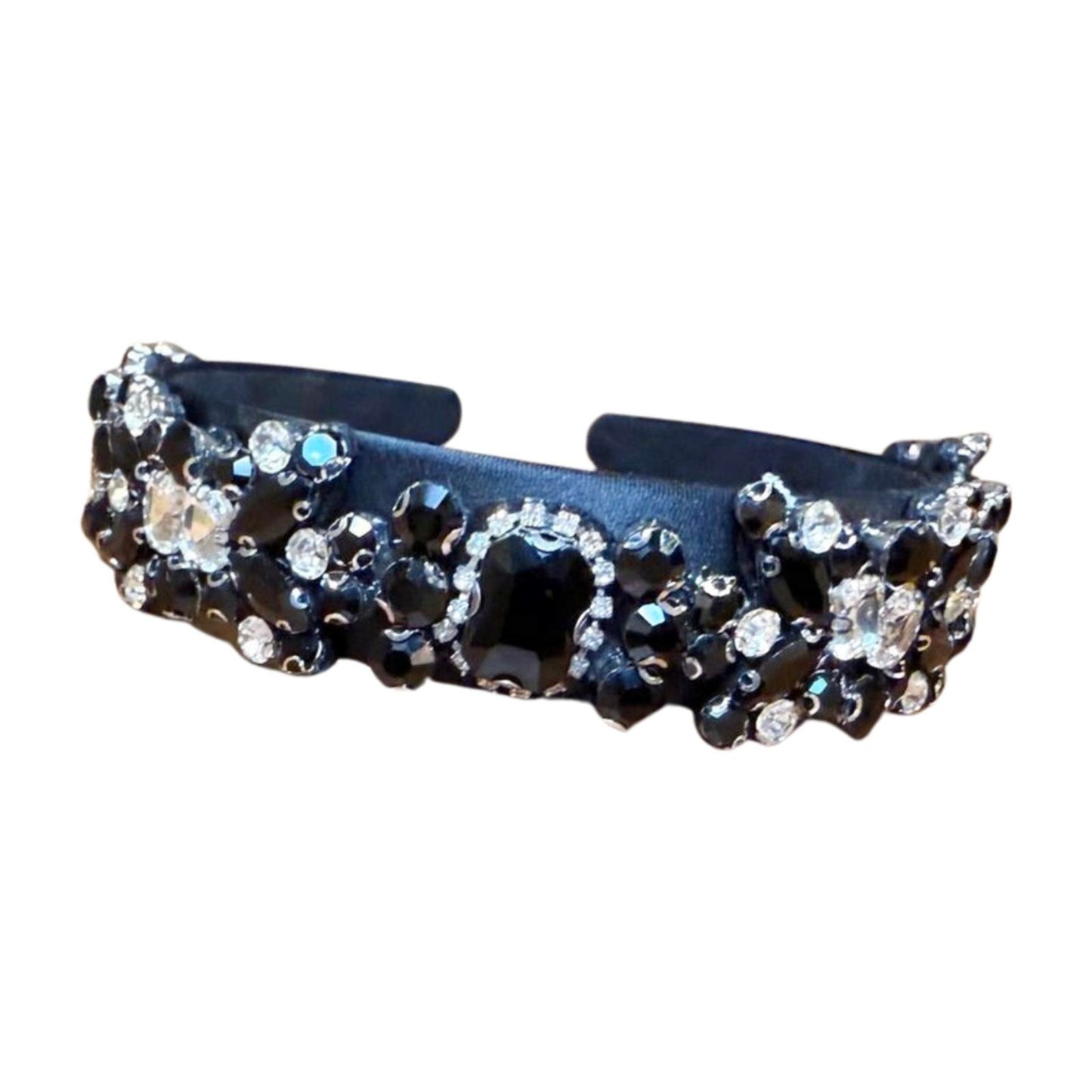 Embellished Black Jeweled Statement Headband