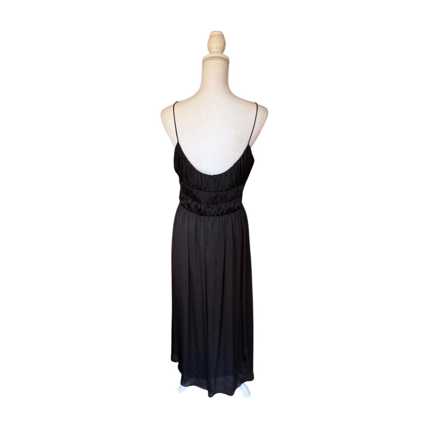 Lela Rose Black Ruched Bodice Midi Dress, Size 12 (NWT)
