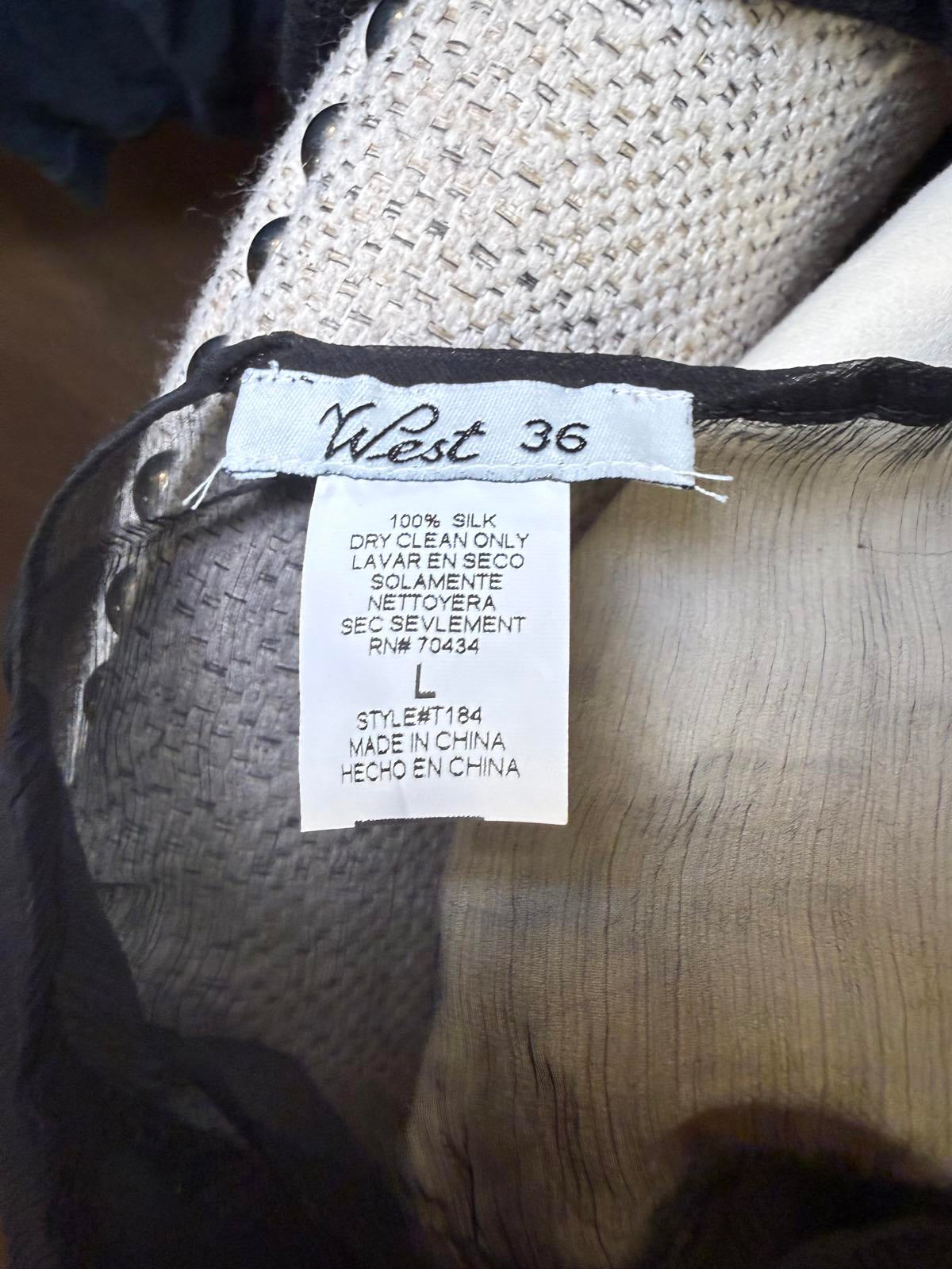 Silk Embellished Y2K Sheer Top, Large (better fits Small/Med)