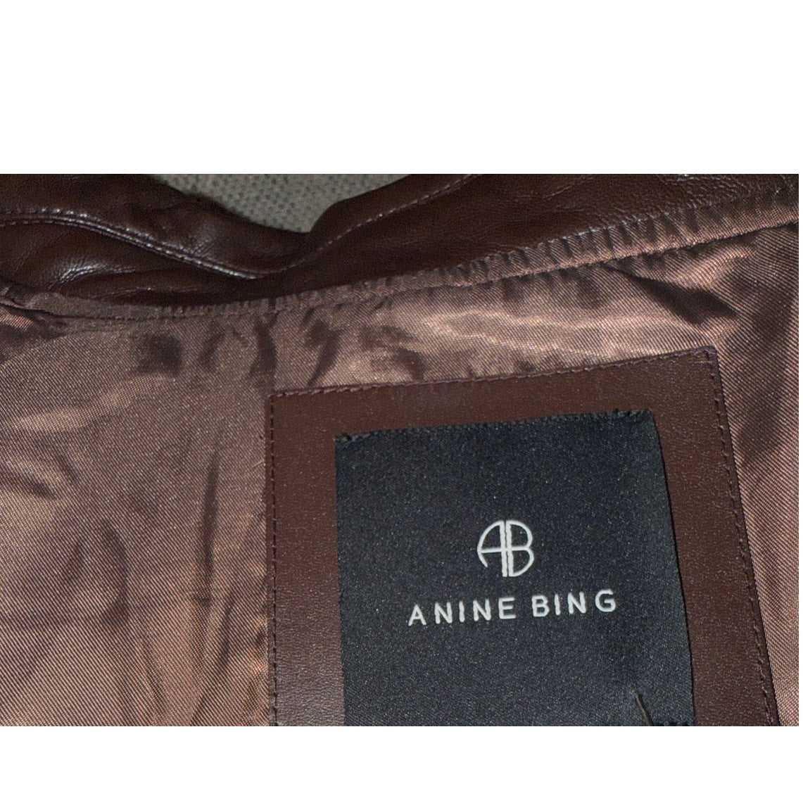 Anine Bing Brown Leather Zip-Front Collared Jacket