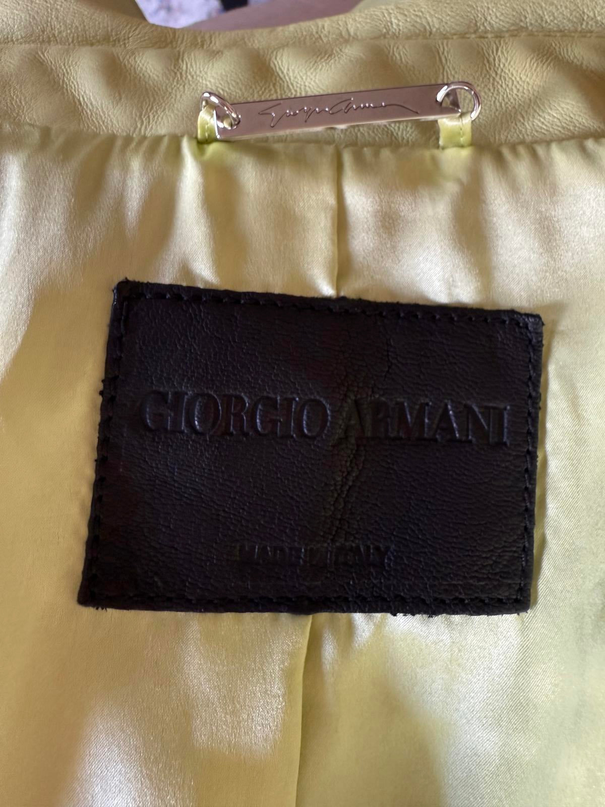 Georgio Armani Light Green Lamb Leather Jacket, IT 42