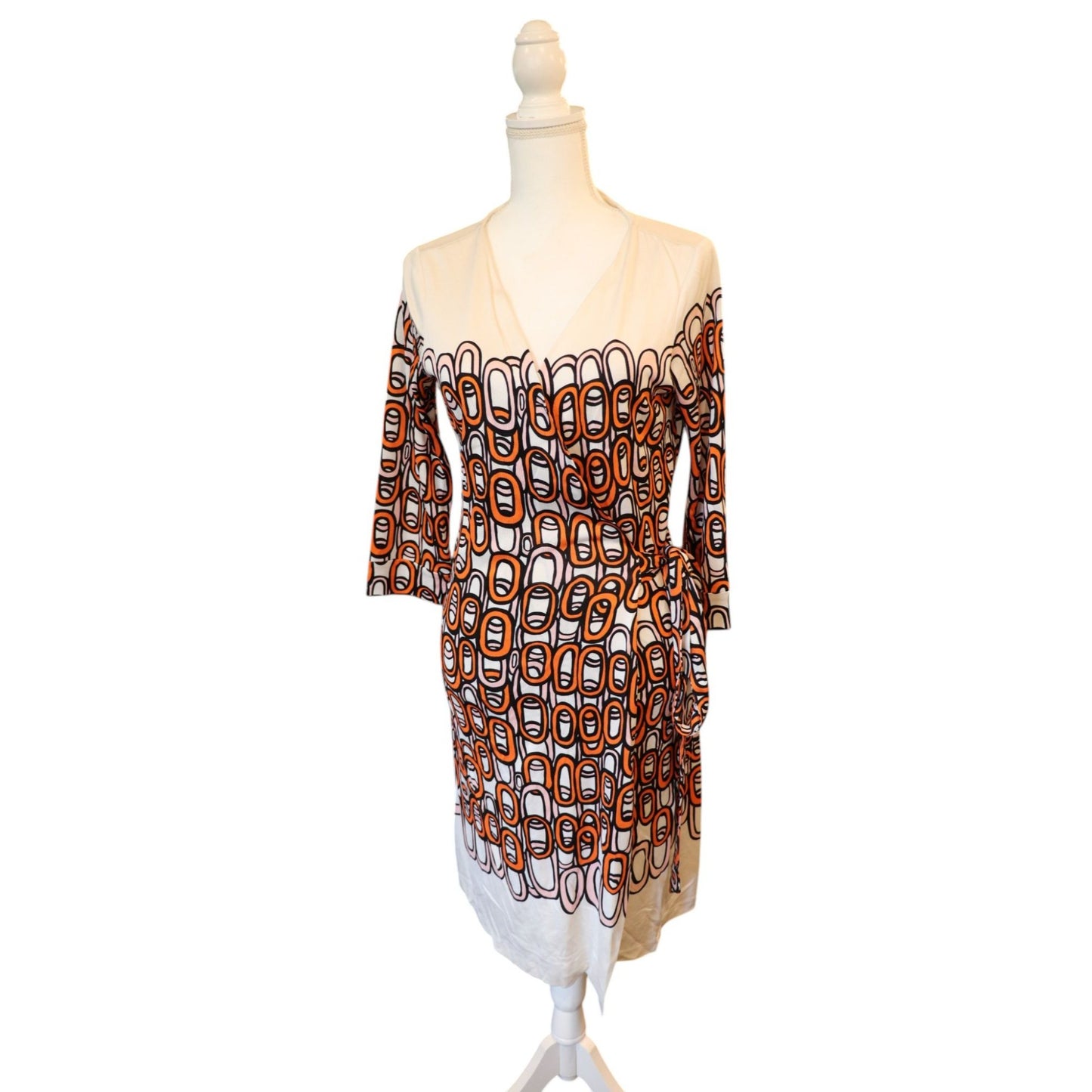 Diane Von Furstenberg Geometric Wrap Dress, Size 10