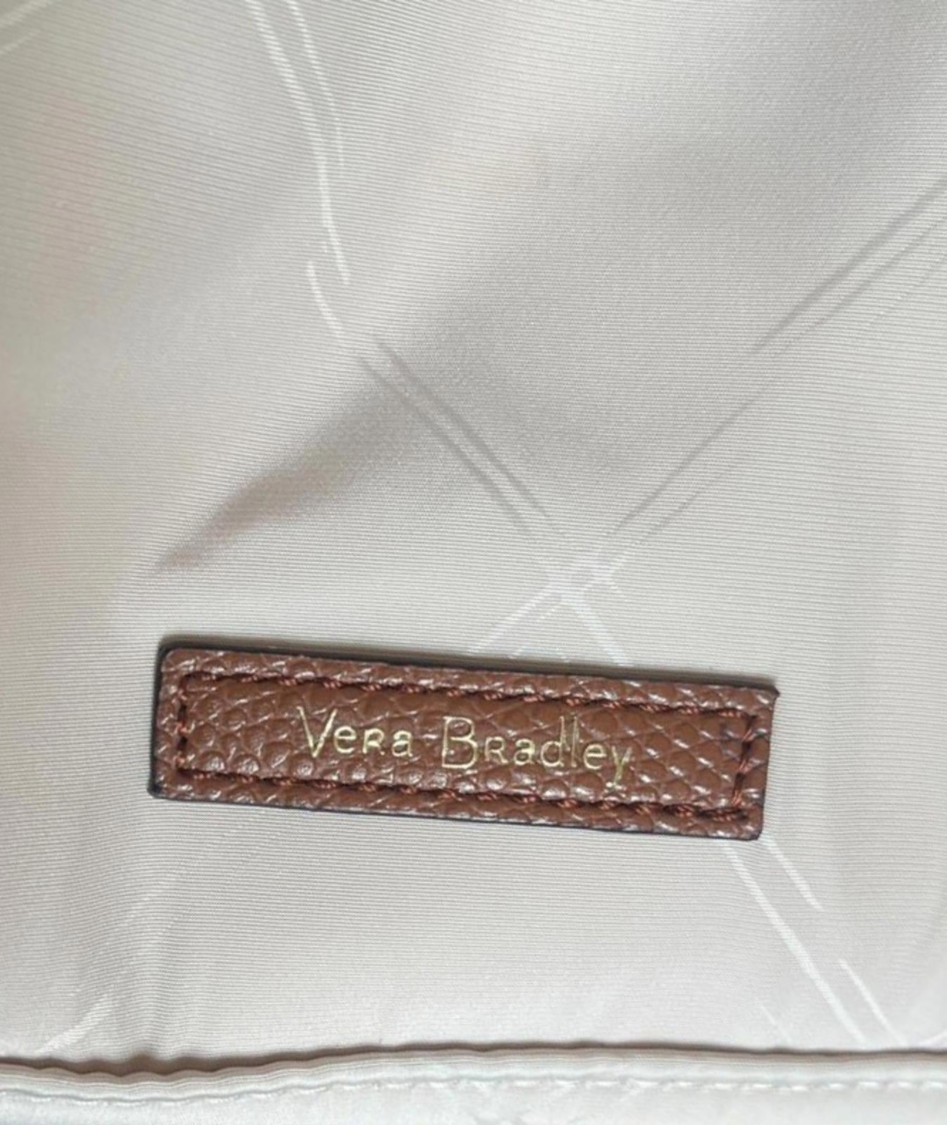 Vera Bradley White Crossbody Bag with Brown Strap
