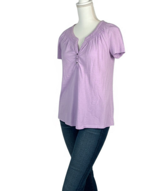 Lilly Pulitzer Henley T-Shirt, Women’s Small, Lavender Cotton