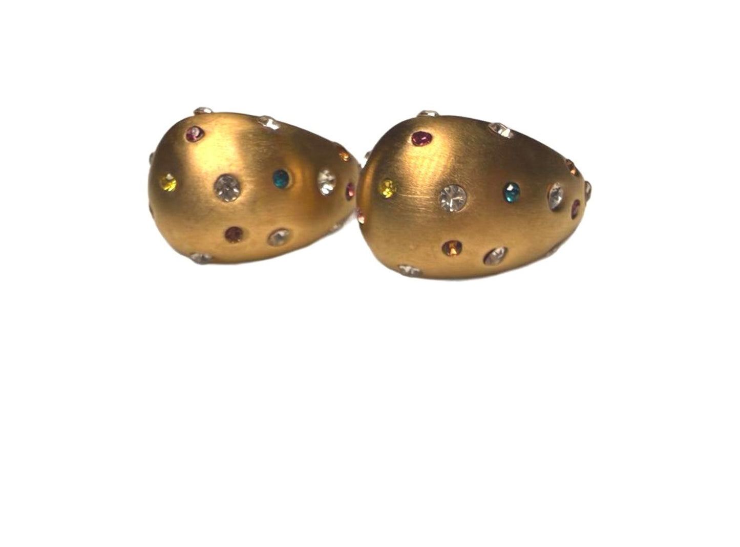 Gold Tone Multicolor Rhinestone Earrings