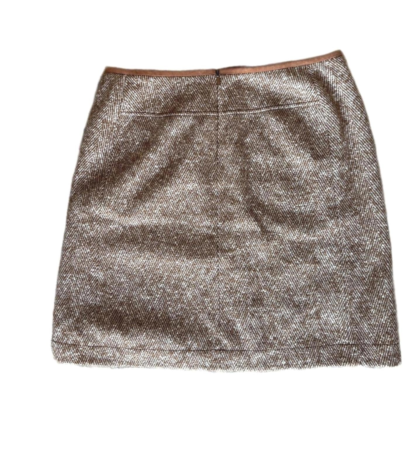 Lafayette 148 New York Women's Brown Tweed Mini Skirt, Size 12