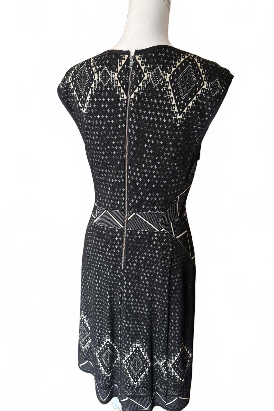 Tracy Reese Black and White Patterned Women's Midi Dress, Large