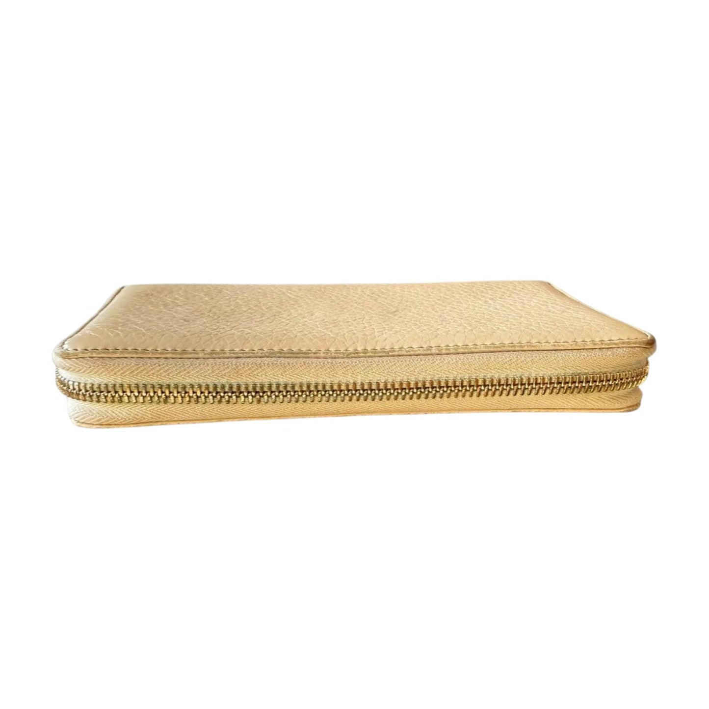 Gucci Ivory Pebbled Long Leather Zip-Around Soho Wallet