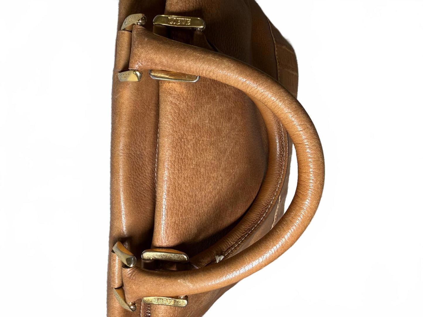 Loewe Brown Leather Tote Bag with Croc-Embossed Trim
