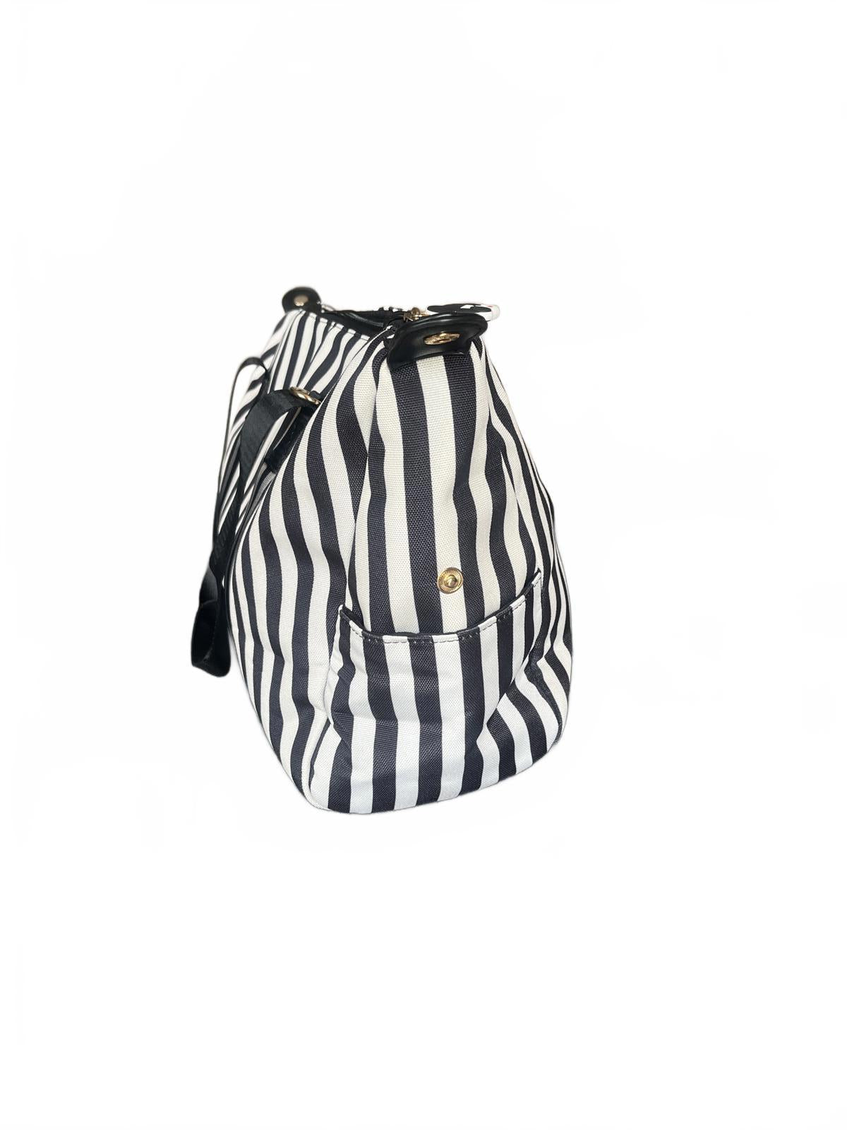 NWT Alice + Olivia Black and White Striped Tote Bag