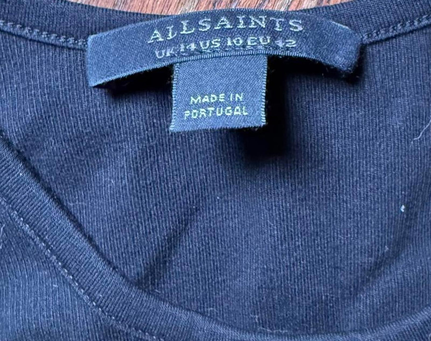 NWOT All Saints Black Sleeveless Ribbed Bodysuit, Size 10