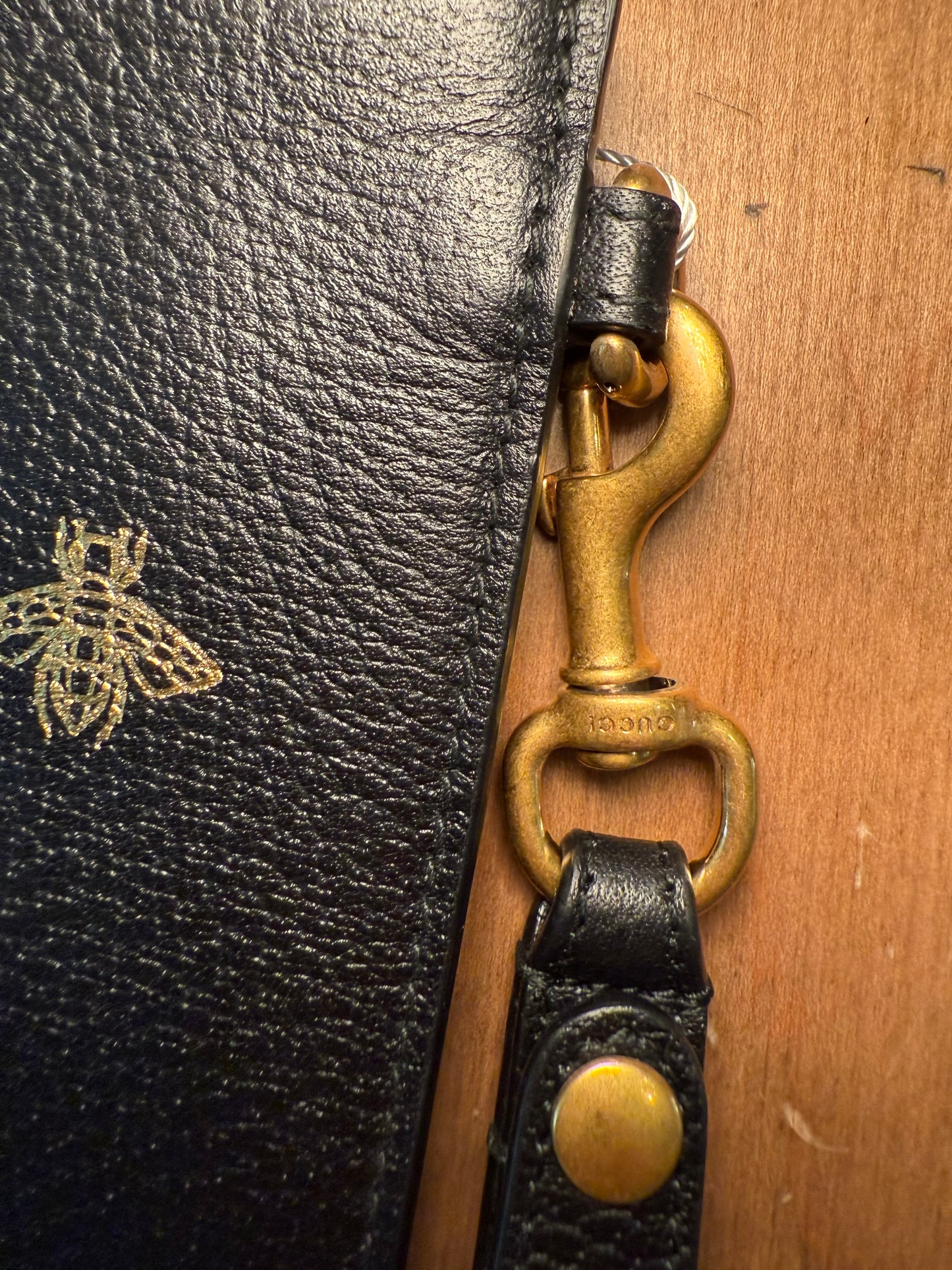 Gucci Bee Star Leather Wristlet