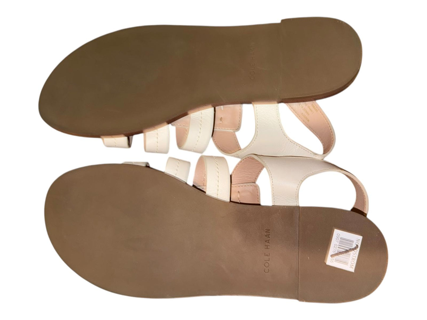 New Cole Haan Women's White Strappy Leather Sandals, 7.5