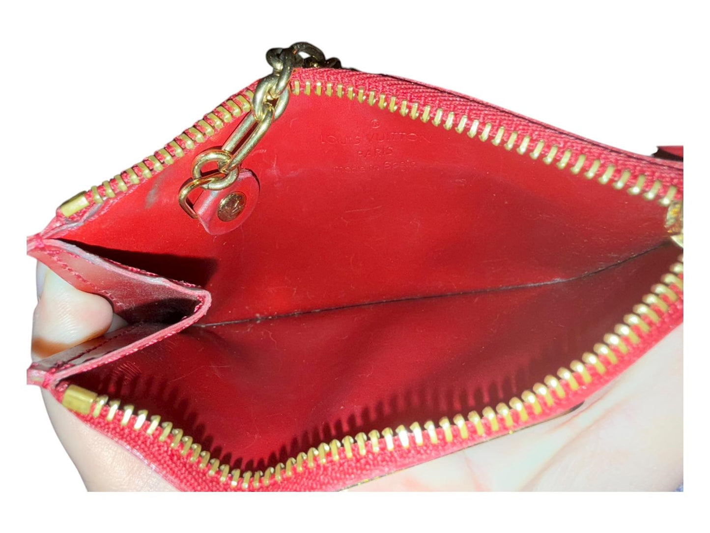 Louis Vuitton Red Vernis Leather Zip Wallet