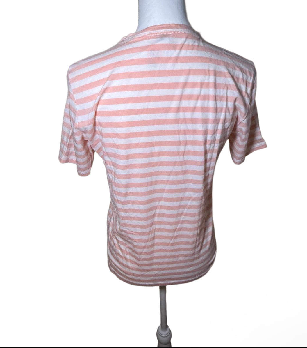 New KULE Pink White Striped Merci Crew Neck T-Shirt, Size XS
