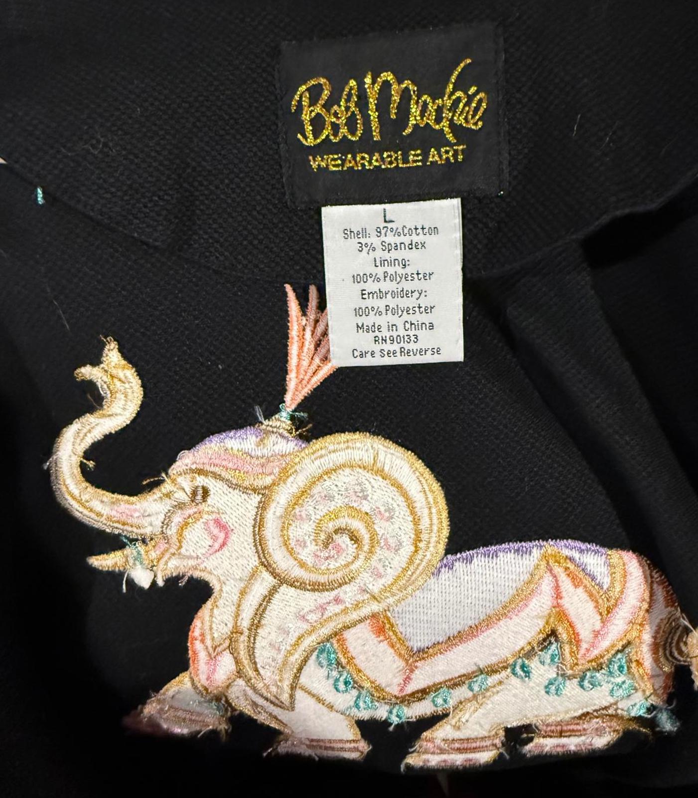Bob Mackie Vintage Wearable Art Embroidered Elephant Jacket, Size L