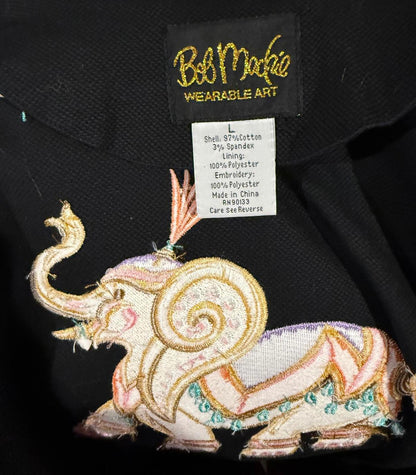 Bob Mackie Vintage Wearable Art Embroidered Elephant Jacket, Size L