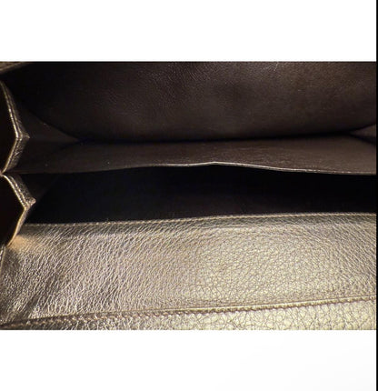 Gucci Wallet Womens Beige Metallic Gold Continental GG Canvas