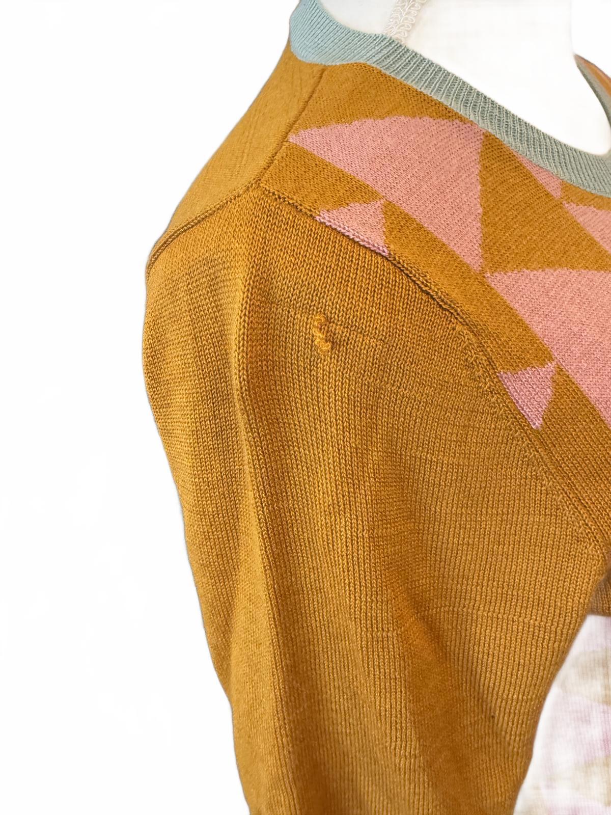 Happy Sheep Geometric Pattern Knit Silk and Cashmere Top, Small
