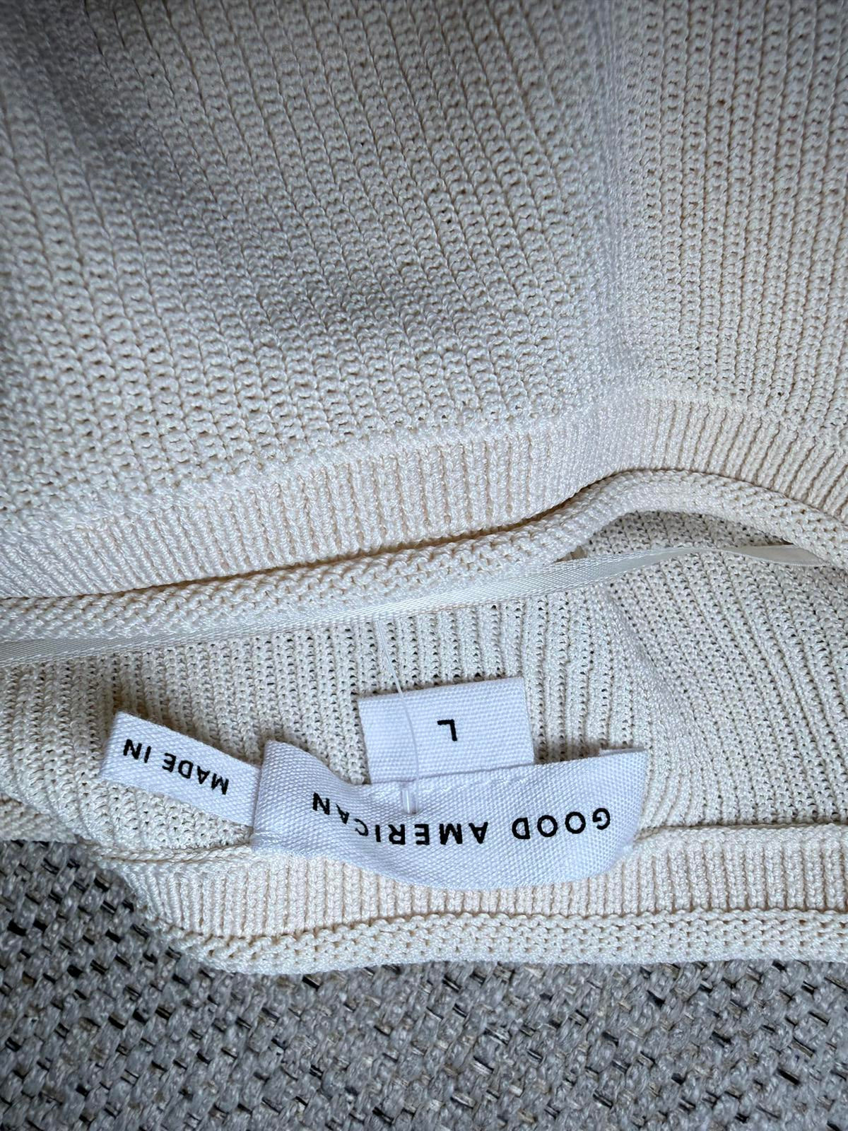 Good American Long Sleeve Knit Top in Cream, Large (NWT)