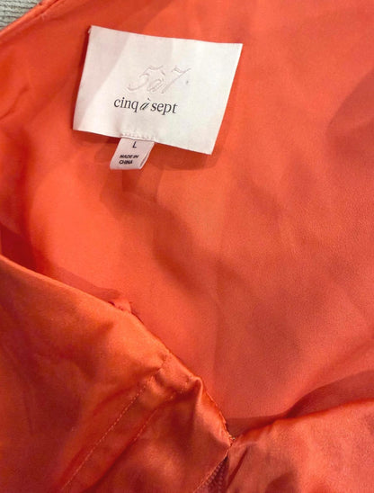 Cinq a Sept One-Shoulder Long Sleeve Silk Blouse in Orange, Large