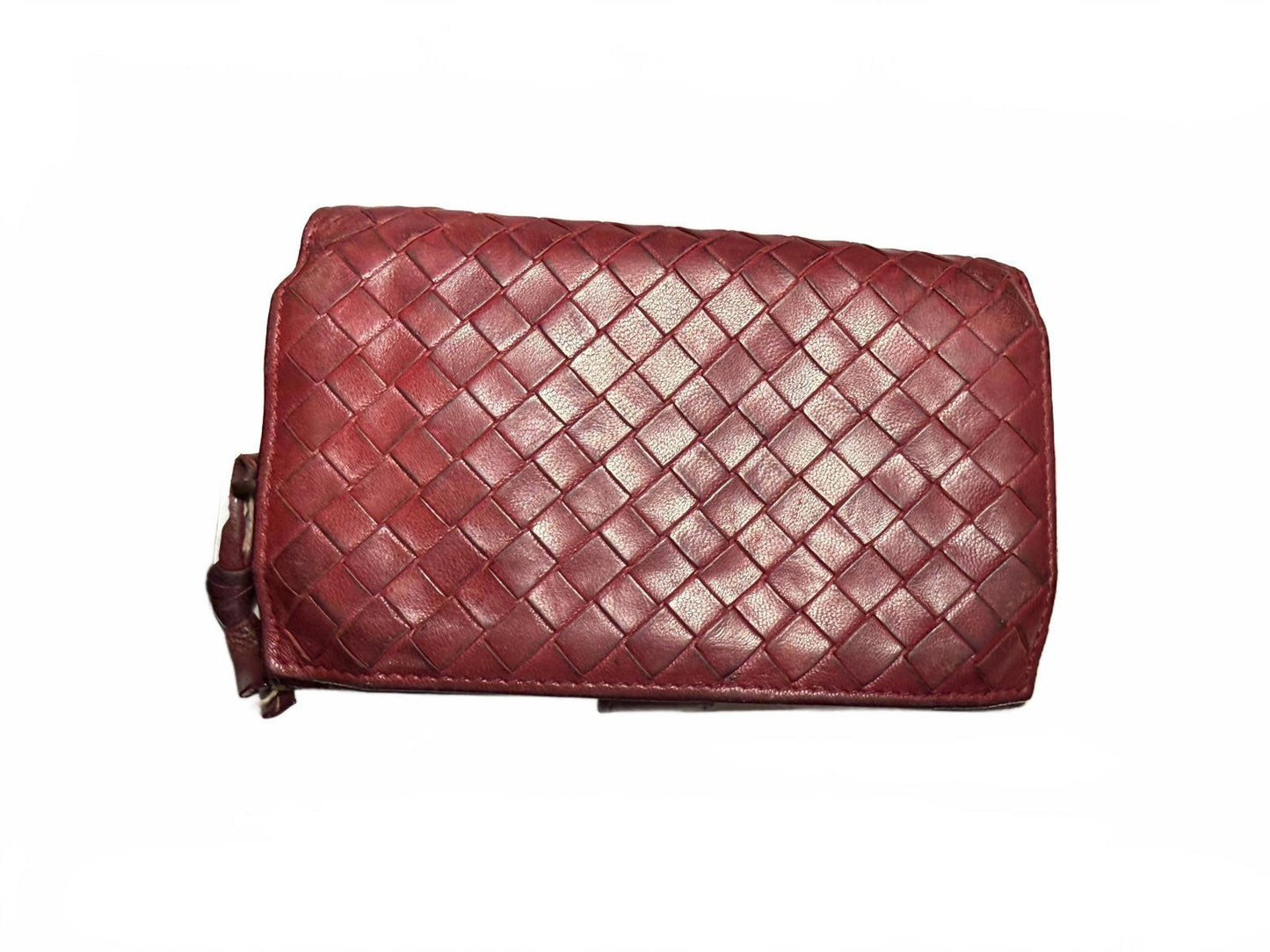 Bottega Veneta Red Woven Leather Wallet