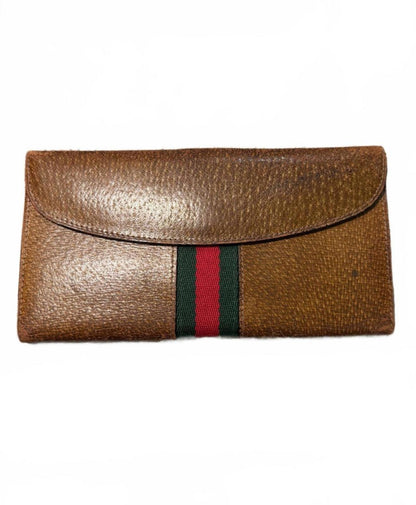 Gucci Brown Leather Wallet with Signature Web Stripe