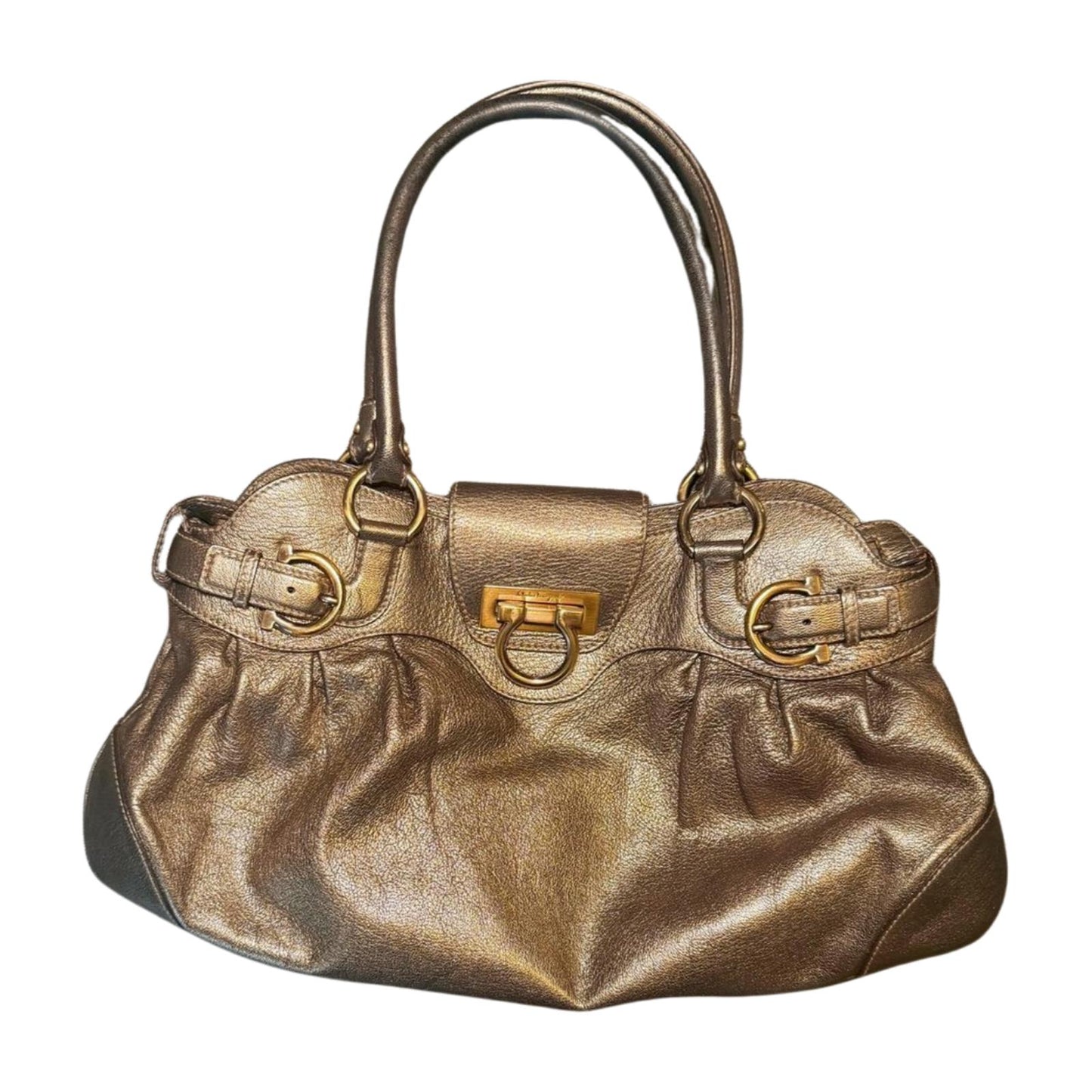 Salvatore Ferragamo Metallic Leather Gancini Tote