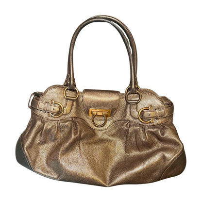 Salvatore Ferragamo Metallic Leather Gancini Tote