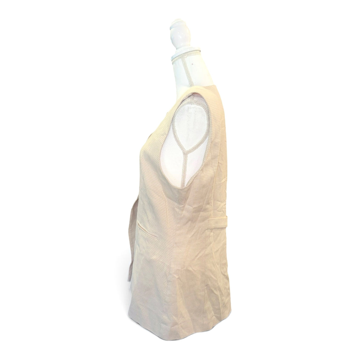 Bagatelle Sleeveless Beige Linen Blend Vest, Large NWT