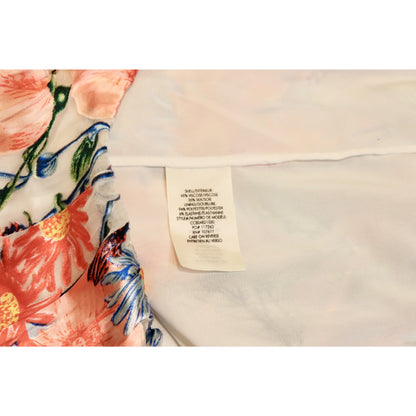 Alice + Olivia Floral Fields Blouse L Sheer Viscose/Silk Long Sleeve Wrap Design MSRP $295