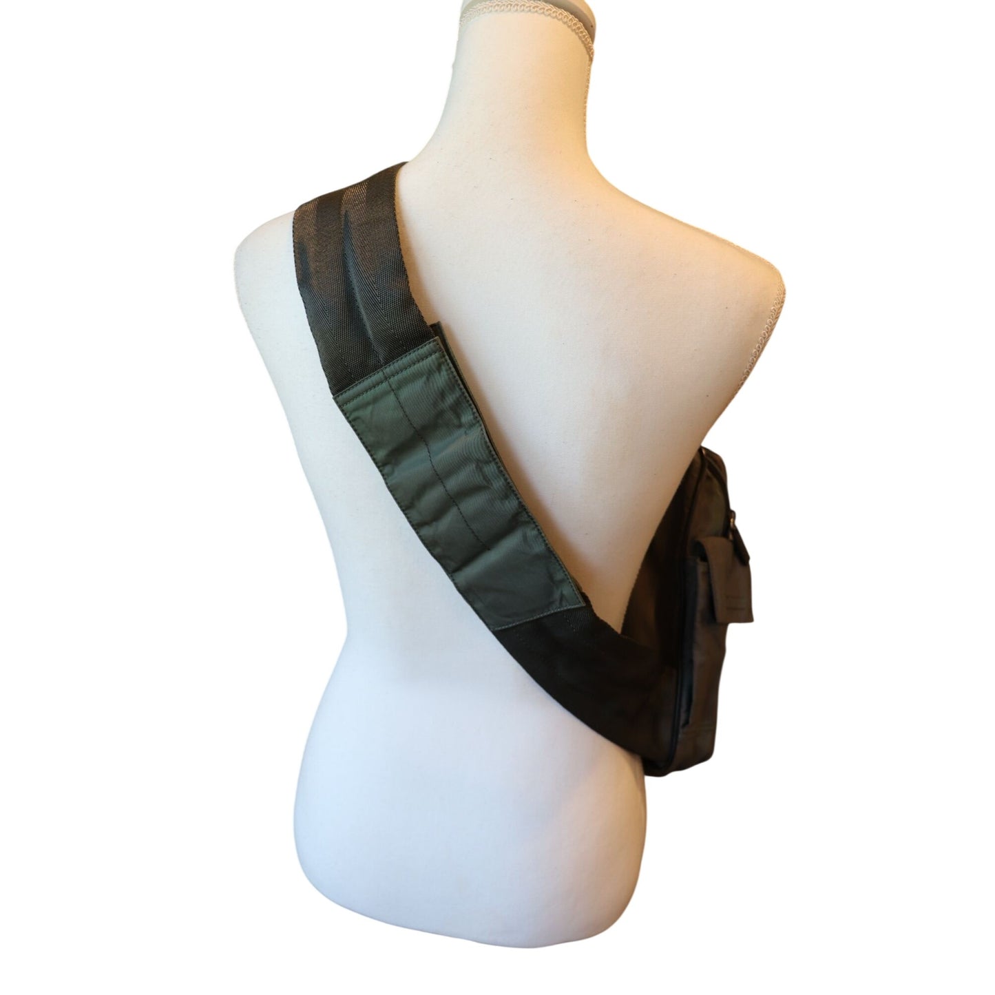 Prada Nylon Crossbody Sling Bag In Gray With Wide Strap