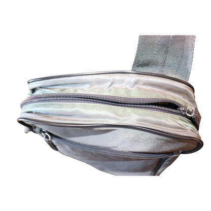 Prada Nylon Crossbody Sling Bag In Gray With Wide Strap