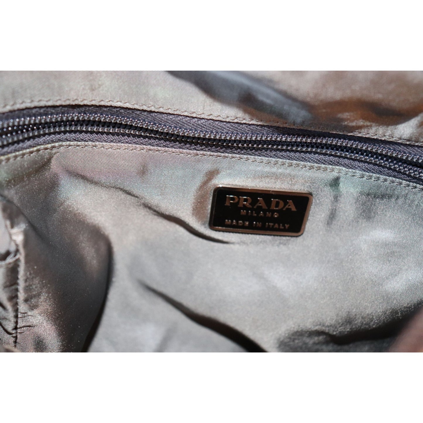 Prada Nylon Crossbody Sling Bag In Gray With Wide Strap