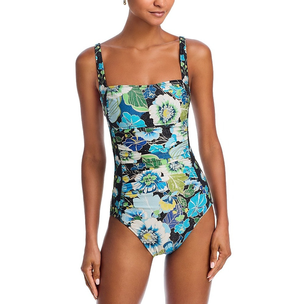 Johnny Was Jenn Ruched One Piece Swimsuit, XL NWT