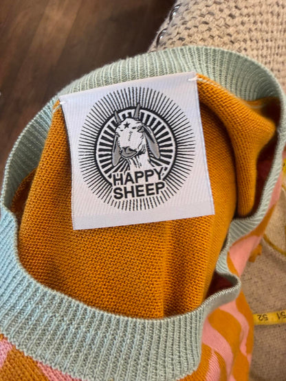 Happy Sheep Geometric Pattern Knit Silk and Cashmere Top, Small