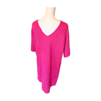 New Vero Moda Hot Pink Sequin Knit Dress/Top, size XL